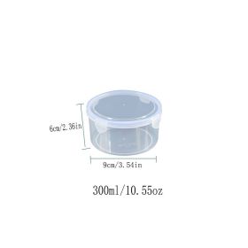 1/4pcs Multi-functional Airtight Plastic Storage Box; Refrigerator Storage Bowl; Microwave Heating Lunch Box; Food Storage Box; Airtight Box (size: Round 300ml)