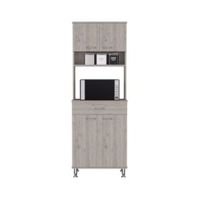 Helis Pantry Double Door Cabinet, One Drawer, Four Legs, Three Shelves (Color: Light Gray)
