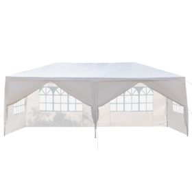 10x20ft White Canopy Tent with 4/6 Removable Sidewalls Outdoor PE Fabric Shelter Party Gazebo Heavy Duty Pavilion for Backyard Garden Event Weddi (size: 6-slices)